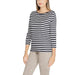 Striped black and white long-sleeved top worn by a woman from Street One Women T-Shirt