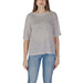 Striped gray and white t-shirt with elbow-length sleeves by B.young for women