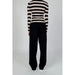 Striped long-sleeved top with black wide-leg trousers from Street One Women Trousers