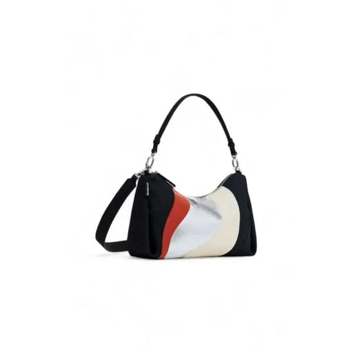 Stylish Desigual Women Bag featuring a black, white, and red color-blocked design