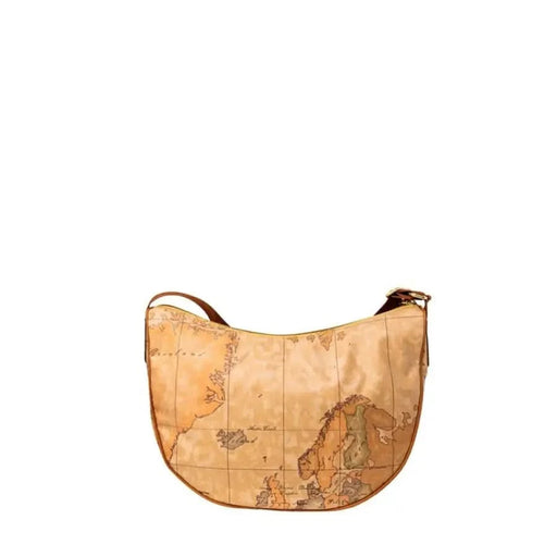 Tan leather handbag with world map print from Alviero Martini Prima Classe