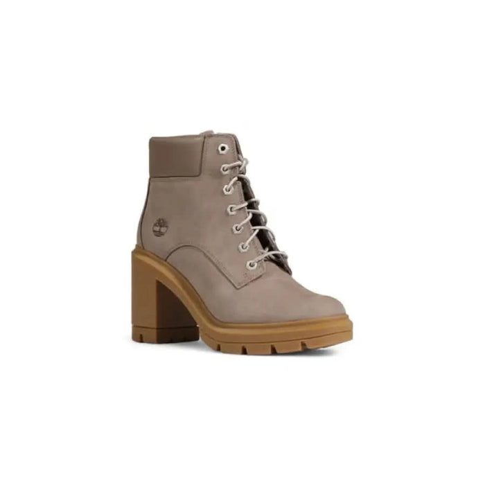 Taupe leather ankle boot with chunky heel and lug sole - Timberland Women Boots