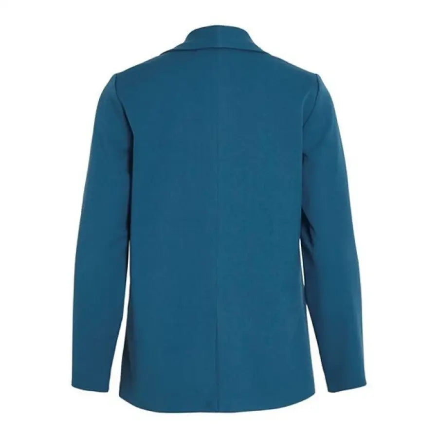 Teal blue Vila Clothes women blazer with long sleeves and collar