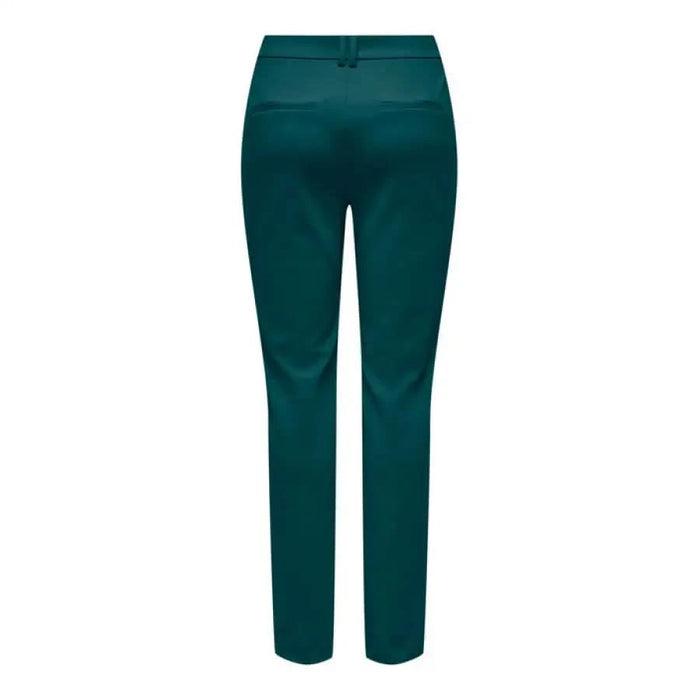 Teal-colored slim-fit women’s trousers from Only for stylish everyday wear