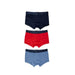 Emporio Armani men’s boxer briefs in navy, red, and light blue from the Emporio Armani Underwear collection