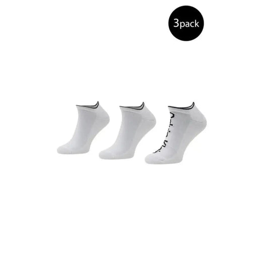 Calvin Klein Men White Ankle Socks Pack with Text Design on One Sock