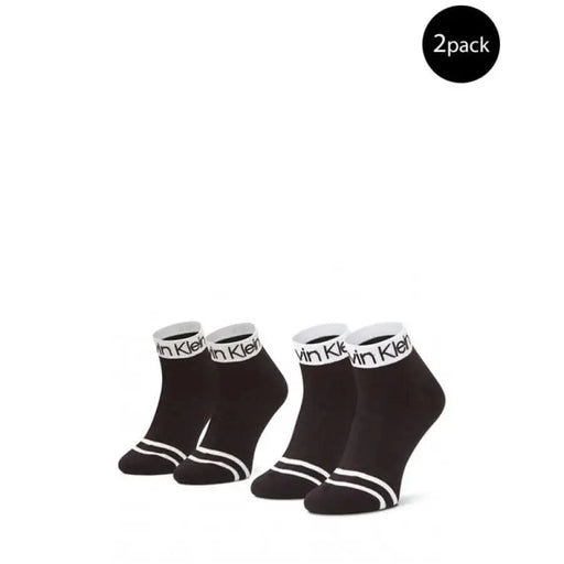 Black ankle socks with white trim and branding from Calvin Klein Women Underwear