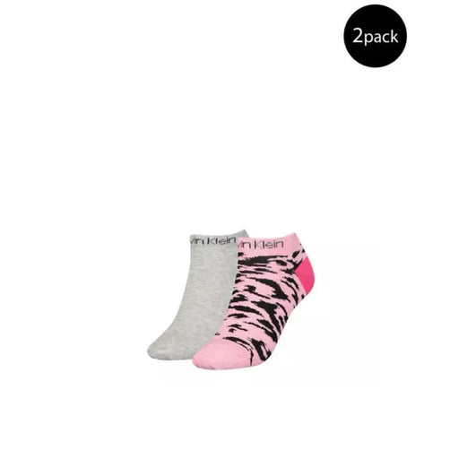 Calvin Klein Women Underwear: Gray & Pink Zebra Pattern Ankle Socks