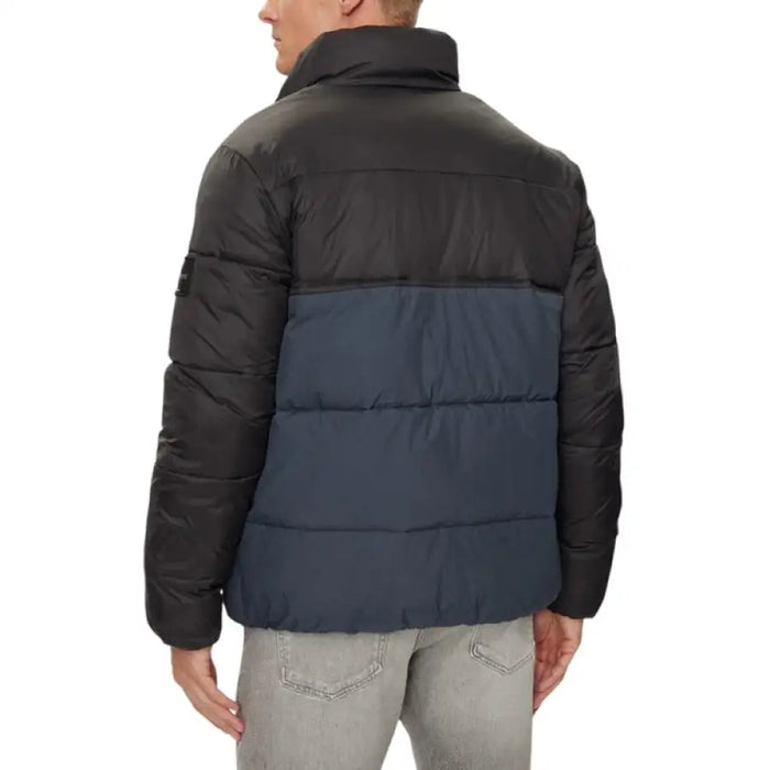 Two-tone puffer jacket showcasing a stylish design for winter fashion enthusiasts