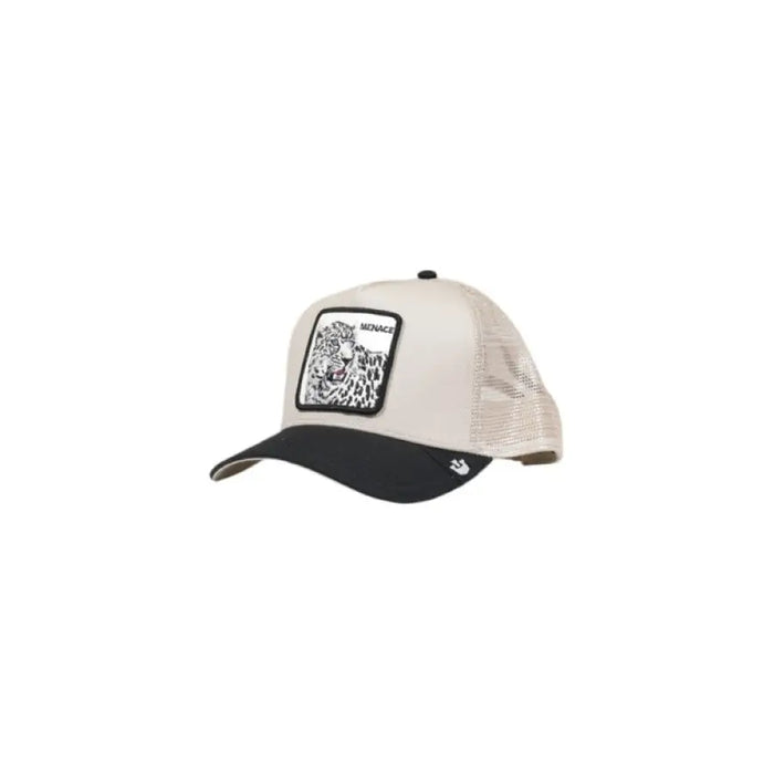 Two-tone trucker cap with black and white animal patch from Goorin Bros Fall Winter Collection