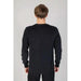 Model wearing Emporio Armani Men Sweatshirt in plain black long-sleeved sweater-back view