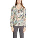 Watercolor-patterned long sleeve blouse with draped neckline by Rinascimento