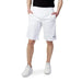 White athletic shorts with EA7 logo and side pockets available in EA7 Men Shorts collection