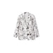 White blazer featuring a black newspaper print pattern by Desigual for women