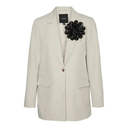 Vero Moda women’s blazer with black flower on lapel - Vero Moda Vero Moda