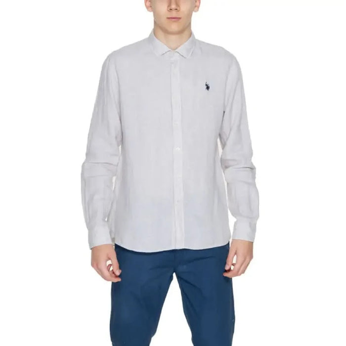 White button-down shirt with dark chest logo U.s. Polo Assn. Men Shirt