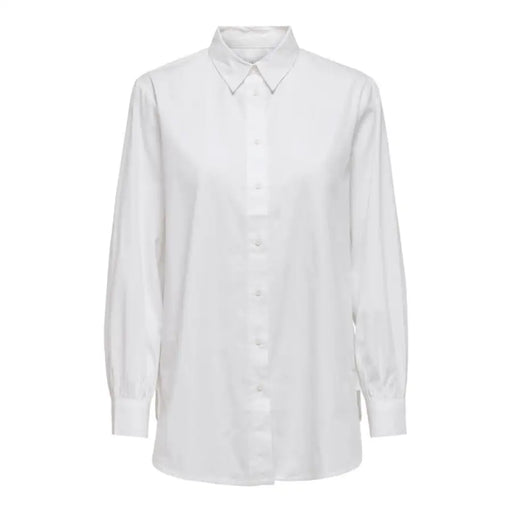 White long-sleeve button-up collared shirt from Only Women’s collection