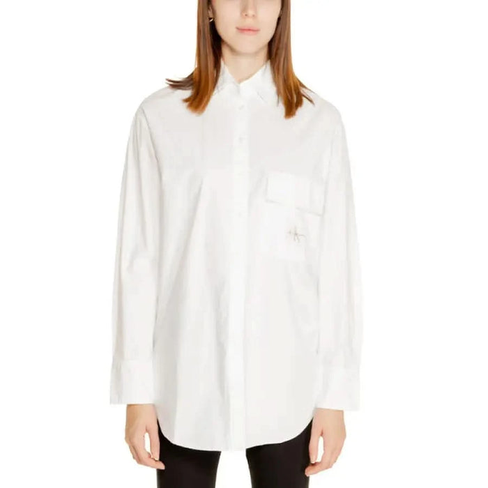 Calvin Klein Jeans Women Shirt - White button-up with collar and chest pocket