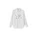 White Desigual Women Shirt with vertical stripes and stylish handwritten text design