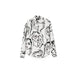 White Desigual women’s shirt featuring black abstract face line drawings