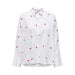 White button-up shirt with pink heart patterns from Only Women Shirt collection