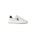 White Calvin Klein sneaker with black heel accent and CK logo on side - Women Sneakers