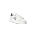 White Calvin Klein sneaker with black heel accent and CK logo, Calvin Klein Jeans Women Sneakers