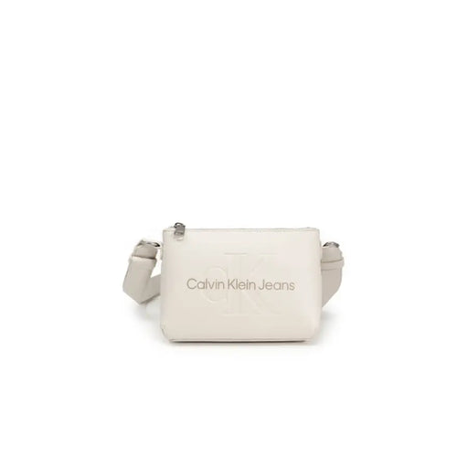 White Calvin Klein Jeans crossbody bag with adjustable strap for women