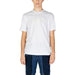 White cotton t-shirt featuring subtle tonal branding from Ea7 Men T-Shirt collection