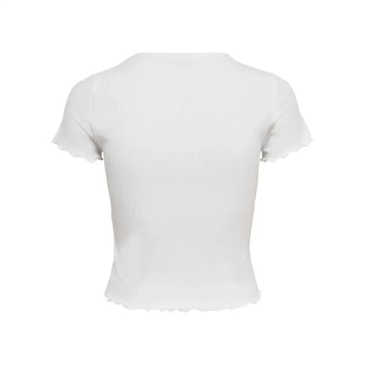 Only Women T-Shirt - White cropped t-shirt with short sleeves and ribbed hem