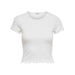 Only Women White Cropped T-Shirt with Short Sleeves and Scalloped Hem