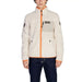 White fleece jacket with orange zipper, part of Napapijri Men Sweatshirts apparel & accessories