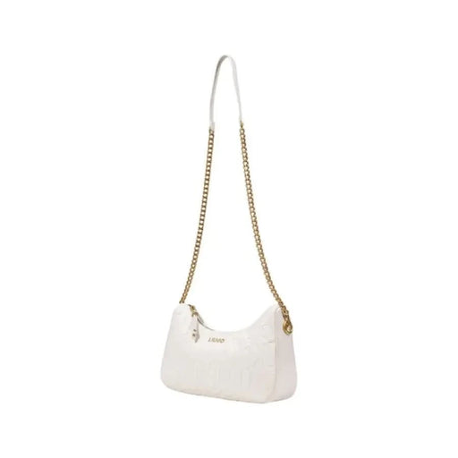 White Liu Jo Women Bag featuring a gold chain shoulder strap for stylish elegance