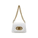 White Liu Jo handbag with gold chain strap and metallic turnlock closure