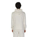 White hooded sweatsuit worn backwards featuring Hydra Clothing Men’s sweatshirt design