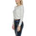 White lace cropped cardigan with buttons, worn over jeans - Guess Women Knitwear