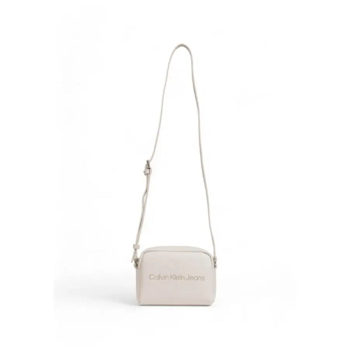 White leather crossbody handbag with chain strap from Calvin Klein Women Bag collection