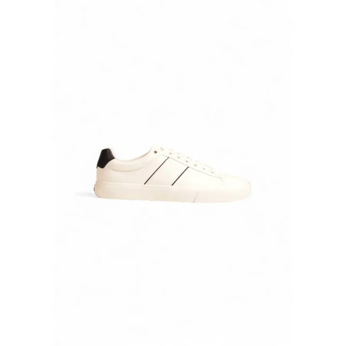 White leather low-top sneakers with black accents from Boss Men Sneakers collection