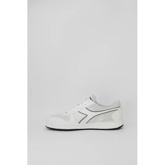 White leather Diadora Men Sneakers featuring distinctive side stripe and low-top design