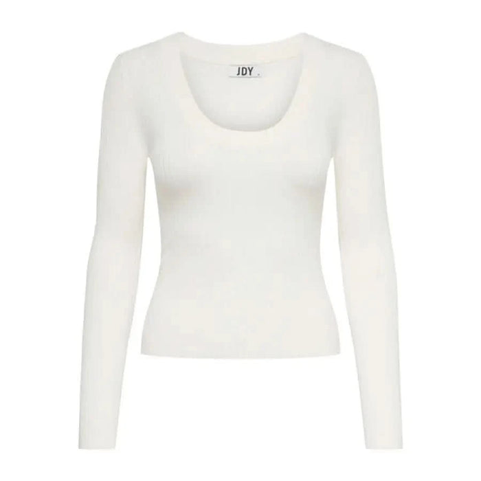 White long-sleeved scoop neck top from Jacqueline De Yong Women Knitwear collection