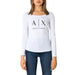 White long-sleeved shirt featuring A|X Armani Exchange logo for women