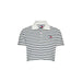 White and navy striped cropped polo shirt featuring a small logo by Tommy Hilfiger