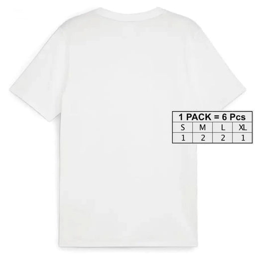 White plain Puma Men T-Shirt with size information box on the lower right corner