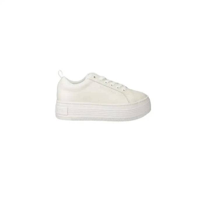 Calvin Klein Jeans Women’s White Platform Sneaker with Thick Sole and Lace-Up Design