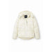 White puffer jacket with fur-trimmed hood from Desigual Women Jacket collection