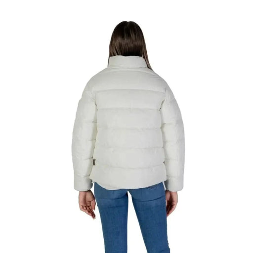 White puffy winter jacket back view from Napapijri Women Jacket collection