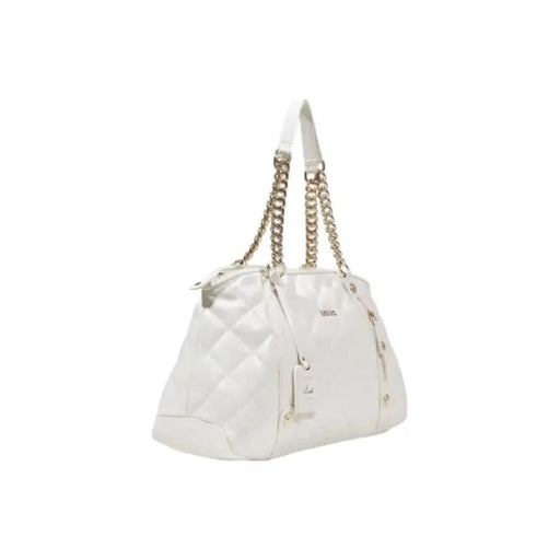 White quilted Liu Jo handbag with gold chain straps for women’s fashion