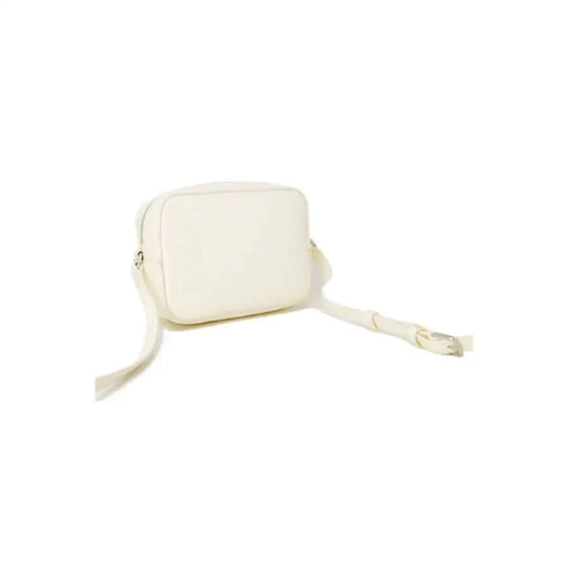 White rectangular Tommy Hilfiger crossbody bag with zipper closure and adjustable strap