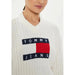 White ribbed Tommy Hilfiger sweater for women with Tommy Jeans logo on the front