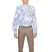 Antony Morato Men Shirt - White with Blue Palm Leaf Print Pattern and Khaki Trousers